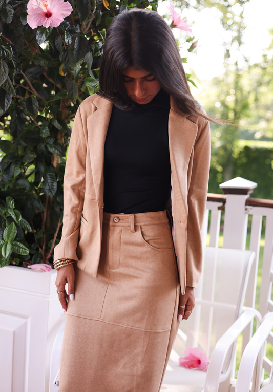 Suede blazer set